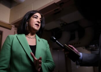 Rep. Nicole Malliotakis, a Republican from New York, speaks to reporters as she arrives for a House Republican Conference meeting at the U.S. Capitol on March 11, 2025, in Washington, D.C.