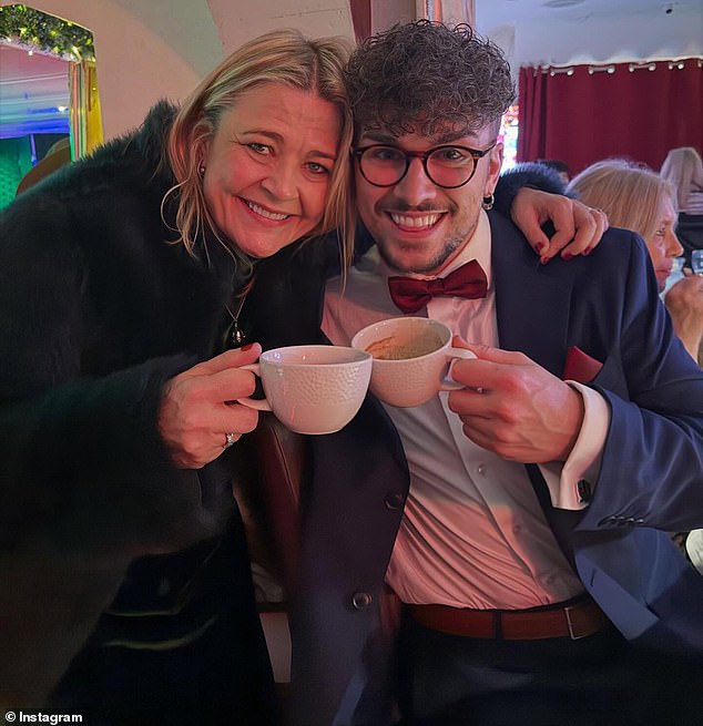 But now the cast have reunited for a fun celebration as they posed for a series of snaps for Instagram (Harriet pictured with Jack)