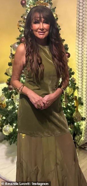 The mum-of-five and grandmother-of-six also showed off her £7.5k facelift as she beamed in front of her Christmas tree