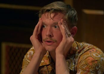 The Traitors viewers were left fuming after the penultimate episode ended on a huge cliffhanger as Rachel and James were both left at risk of banishment after a tie (a shocked Stephen is seen)