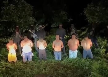 Six alleged drug dealers were filmed as one of them was interrogated by a member of the Jalisco New Generation Cartel before they were shot and killed last year