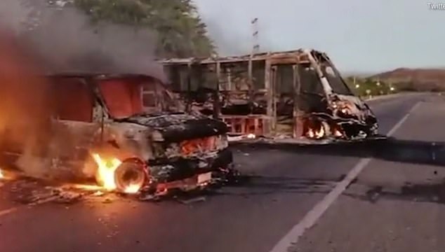 Screengrab shows how Culiacan was left in flames after a drug cartel attacked the Mexican army