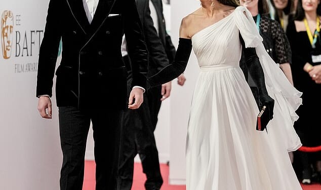 The lighthearted moment between the loved-up Prince and Princess of Wales was captured at the Bafta Awards at London's Royal Festival Hall in February 2023