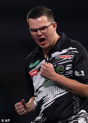 Gian van Veen (pictured) will look to cause an upset against defending champion Luke Littler in the World Darts Championship final on Saturday night at Alexandra Palace