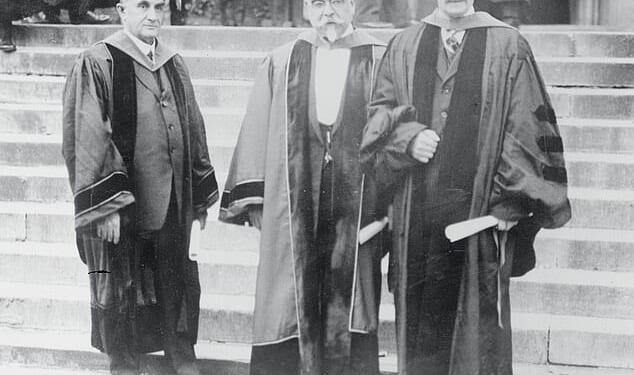 Dr Charles Mayo, retiring president of the American College of Surgeons, Dr Rudolph Matas incoming president of the organization and Lord Dawson of Penn University of Pennsylvania. All three of the noted physicians are attending the 15th annual Clinical Congress of the American College of Surgeons which opened its five day sessions in Philadelphia