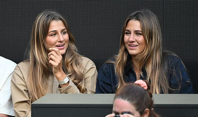Myla and Charlene Federer watch Jannik Sinner's match at the Australian Open this week