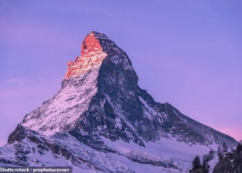 Surprisingly, the Eiffel Tower placed 68th overall. Instead the most romantic landmark in the world proved to be The Matterhorn (pictured), in Switzerland