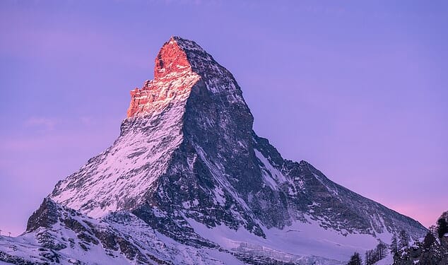 Surprisingly, the Eiffel Tower placed 68th overall. Instead the most romantic landmark in the world proved to be The Matterhorn (pictured), in Switzerland