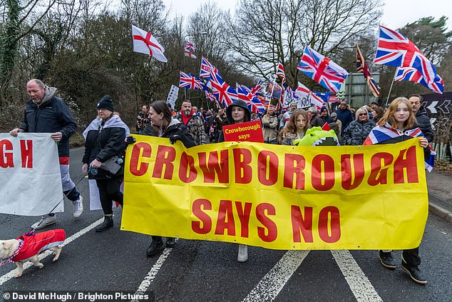 A crowd of campaigners took to the streets of Crowborough waving flags for the 12th week in a row on Sunday