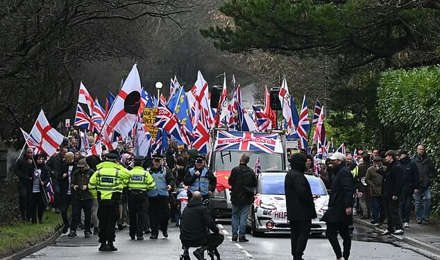 Thousands of protesters gathered in Crowborough this morning to oppose asylum seekers being housed in the town's old army camp