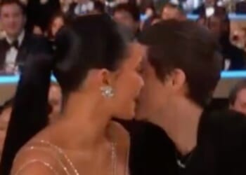 Timothee Chalamet and Kylie Jenner caught awkwardly kissing on camera after actor’s Golden Globes win