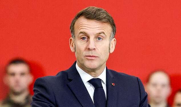 Speaking at a New Year address to France's armed forces on January 15, President Macron said: 'Please pardon the unsightly appearance of my eye. It is something completely harmless'