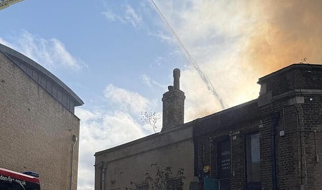 Ten fire engines and 70 firefighters are tackling the blaze which broke out on Regent’s Park Road in Camden, north London
