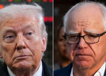 President Donald Trump spoke with Minnesota Gov. Tim Walz, right, Monday, and said he thought they seemed to be on "a similar wavelength."
