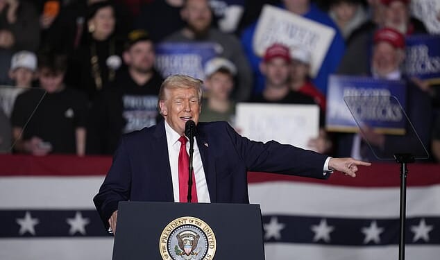President Trump was heckled multiple times during his speech on the economy in Clive, Iowa, on Tuesday evening. The president hit back at the protestors, labeling them 'lunatics' and 'sickos'