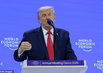 Donald Trump condemned the UK for failing to exploit energy resources as he gave a rambling speech at Davos