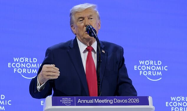 Donald Trump condemned the UK for failing to exploit energy resources as he gave a rambling speech at Davos