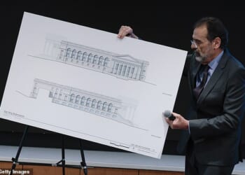 White House ballroom architect Shalom Baranes showcased designs on Thursday at a meeting of the National Capital Planning Commission, the government body that oversees federal construction projects in Washington, D.C.
