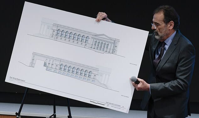 White House ballroom architect Shalom Baranes showcased designs on Thursday at a meeting of the National Capital Planning Commission, the government body that oversees federal construction projects in Washington, D.C.