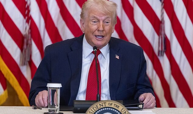 Donald Trump, pictured above on Friday, has asked nations to contribute $1 billion for permanent membership to his newly established Board of Peace