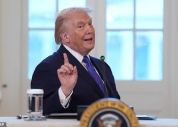 President Donald Trump (pictured last week) has warned Iran it is close to crossing a 'red line' and said he is 'looking at some very strong options' after the nation's security forces killed a reported 500 protesters during a brutal crackdown against demonstrations in Tehran