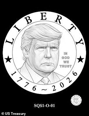 Design No. 1 of the Trump $1 coin