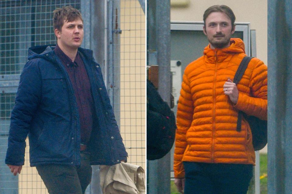 An image collage containing 2 images, Image 1 shows Antony Pugh outside Bulford Military Court, Image 2 shows Connor Forgan outside Bulford Military Court