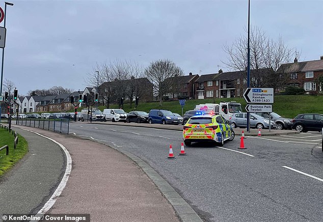 Emergency services rushed to the incident on the A289 Gads Hill at around 12.10pm as paramedics treated the man at the scene, who was later pronouced dead