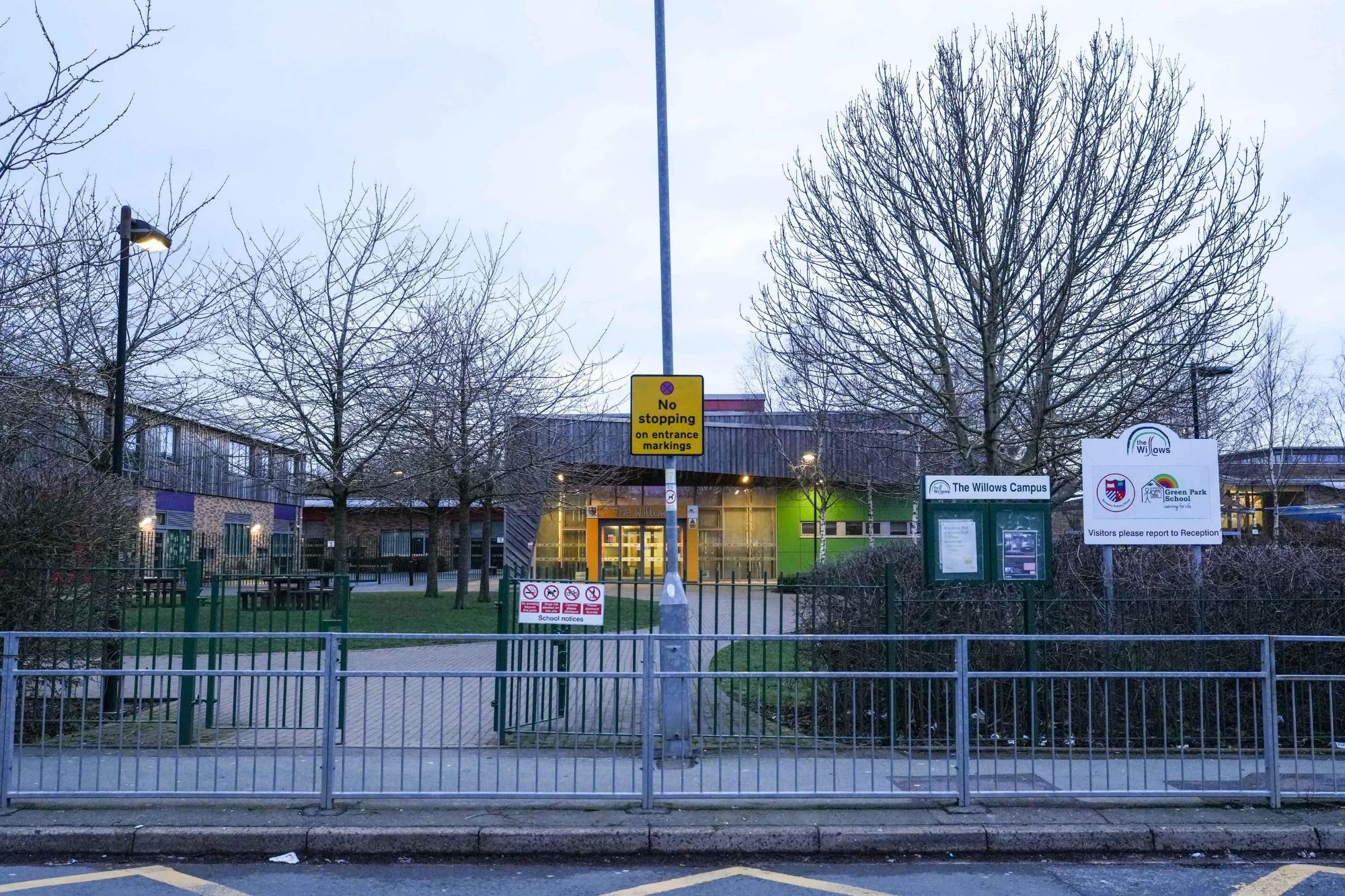 An image collage containing 1 images, Image 1 shows Entrance to Green Park School and The Willows Campus