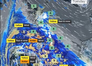 UK weather map reveals where Storm Chandra will hit TODAY: Britain braces for 80mph winds, torrential rain and snow just days after Ingrid wreaked havoc