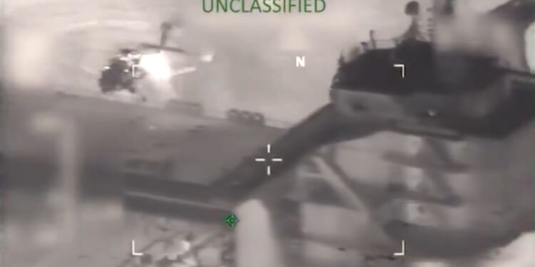 The U.S. Southern Command posted video of a helicopter hovering over the seized oil tanker M/T Sophia.