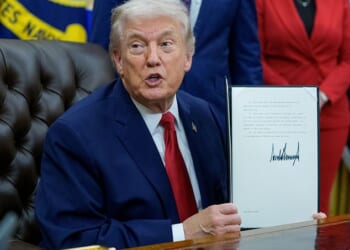 The United States stepped up preparations for possible military action against Iran last night as the regime pleaded for peace talks (Pictured: US President Donald Trump on Thursday)