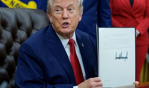 The United States stepped up preparations for possible military action against Iran last night as the regime pleaded for peace talks (Pictured: US President Donald Trump on Thursday)