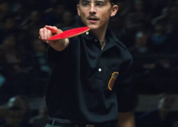 The mother and her two adult sons looked pensive as they slipped into their cinema seats moments before the opening credits rolled and Timothée Chalamet burst out of the screen in the title role of table tennis dynamo Marty Supreme