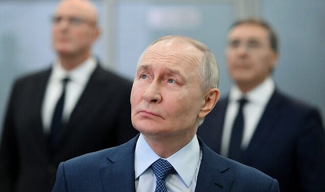 Vladimir Putin (pictured) is determined that any deal will see him given the Donbas, even though his troops have failed to win it through nearly 50 months of grinding warfare