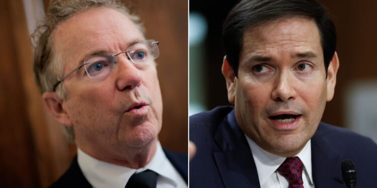 Republican Sen. Rand Paul of Kentucky, left, and Secretary of State Marco Rubio clashed Wednesday over the raid that brought Venezuelan dictator Nicolás Maduro to America.