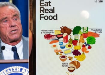 Robert F. Kennedy Jr., the Trump administration secretary for Health and Human Services, introduced the new food pyramid Wednesday.