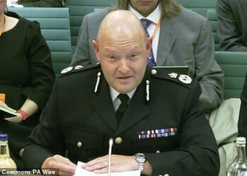 Chief constable of West Midlands Police Craig Guildford giving evidence to the Home Affairs Committee on the ban on football fans attending a match