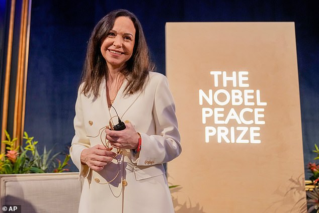 The Nobel Peace Prize for 2025 was awarded to Maria Corina Machado for her work promoting democratic rights in Venezuela