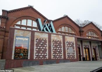 A book at Young V&A in Bethnal Green, East London, (pictured) which includes graphic illustrations of naked adults, has been branded 'a useful tool for paedos to groom children'