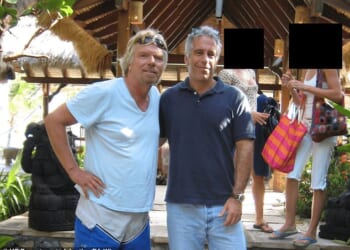 Jeffrey Epstein with Richard Branson. In an email exchange from September 2013 Sir Richard offered advice about how the convicted child sex offender could rehabilitate his image