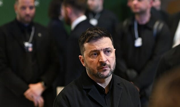 American officials are raising the prospect of an early face to face meeting between Vladimir Putin and Volodymyr Zelensky (pictured)