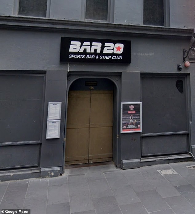 The incident occurred on Friday night outside Bar 20 - a strip club in Melbourne's CBD