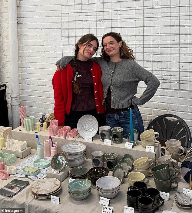 With Kitty (pictured left with her friend) being a ceramist, Winifred a painter and Frederica in the textile industry, it has meant Harry has been unable to retire