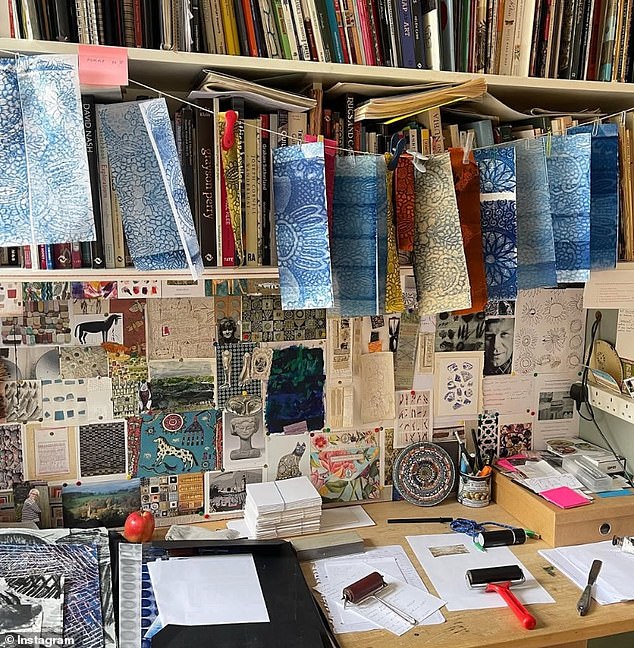 All three daughters proudly present their artwork on their social media but avoid posting their famous father (Frederica's textile work pictured)