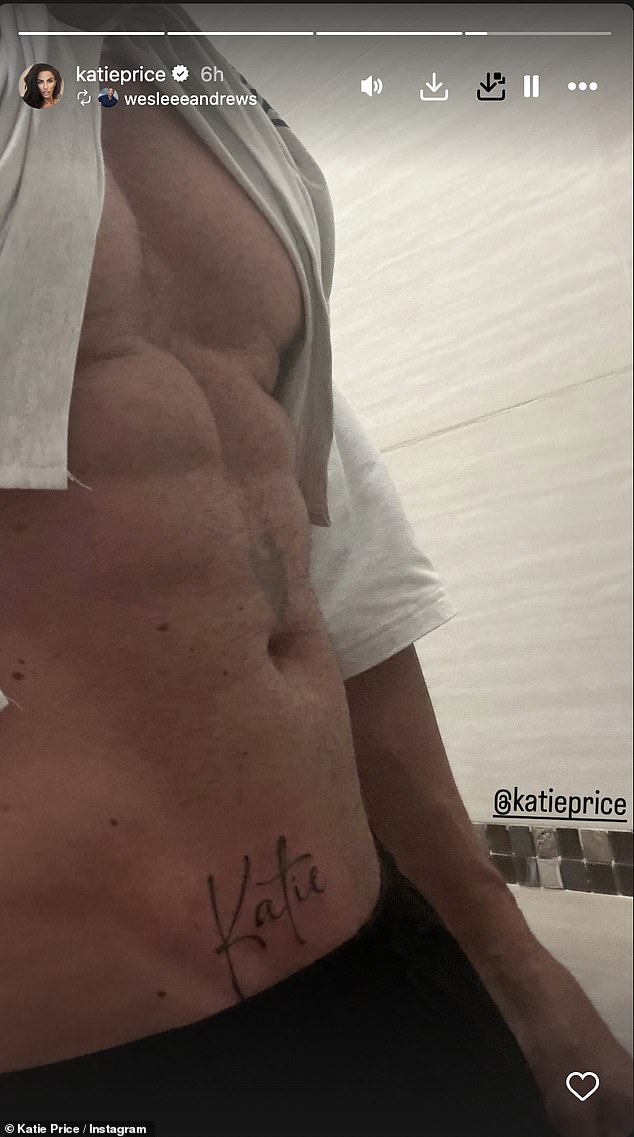 The couple continued to ignore all the concerns surrounding their whirlwind romance at the weekend, as Lee displayed a new inking of Katie's name