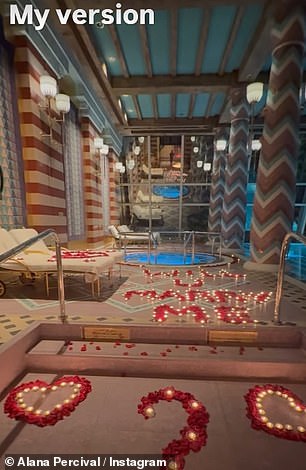 Lee proposed to Alana in September at the exact same spot in the Burj Al Arab in Dubai