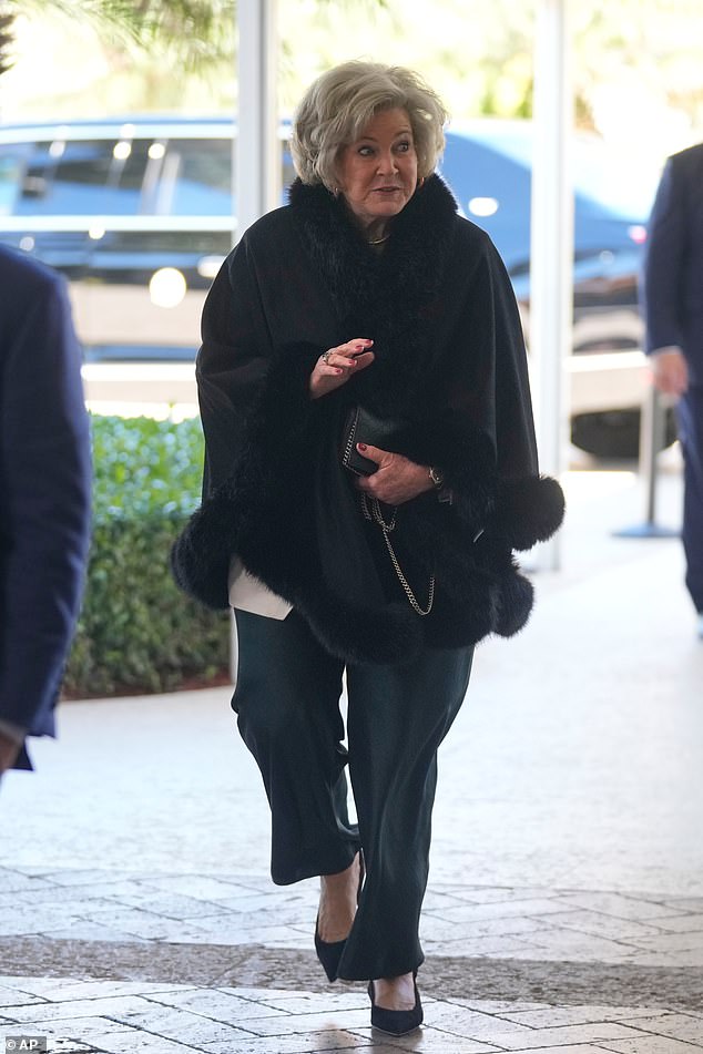 White House chief of staff Susie Wiles wore a classic outfit, matched with red nail polish, for the MAGA wedding this weekend