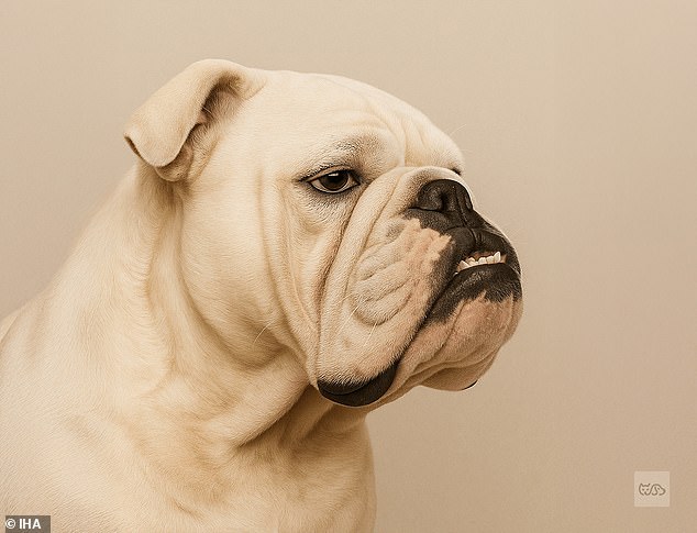 A dog's upper teeth should sit just in front of its lower set, without the upper or lower jaw protruding. Misaligned jaws - like those of a Boxer (pictured) - cause gum disease, tooth decay, sores, and injuries to the mouth