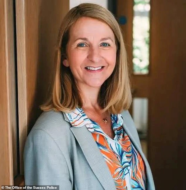 Katy Bourne (pictured) - who has served as the Police and Crime Commissioner (PCC) of Sussex since 2012 - has been accused of taking a side after she attended a protest in Crowborough, East Sussex